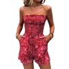 Sommer Off-Shoulder Bedruckter Trägerloser Jumpsuit, Urlaubs Strand Einteiler Romper, Damen Lässiges Crossbody Outfit, Heißer Verkauf