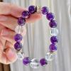10Mm Autumn And Winter Natural Amethyst White Crystal Design Bracelet Bracelet.