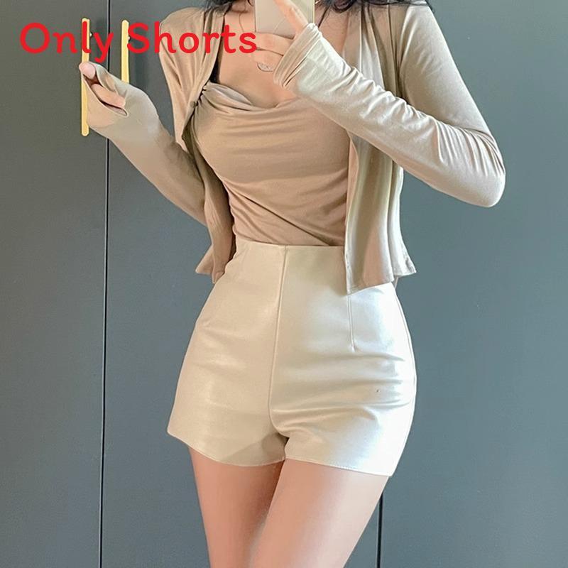 Pu Leather High Waist Shorts For Women With Slimming Fit For Autumn Casual Wear