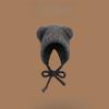 Winter Women Cute Warm Beanie with Bear Era Earmuffs Outdoor Travel Cycling Knitt Thick Fluffy Warm Pullover Cap for Autumn