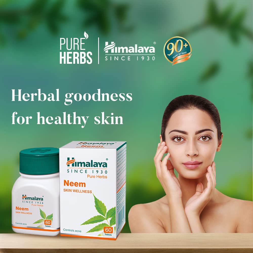 Himalaya 4 x Neem Skin Wellness Tablets 60 Tablets Each Natural Herbal Acne Relief Supplements for Healthy Skin Care