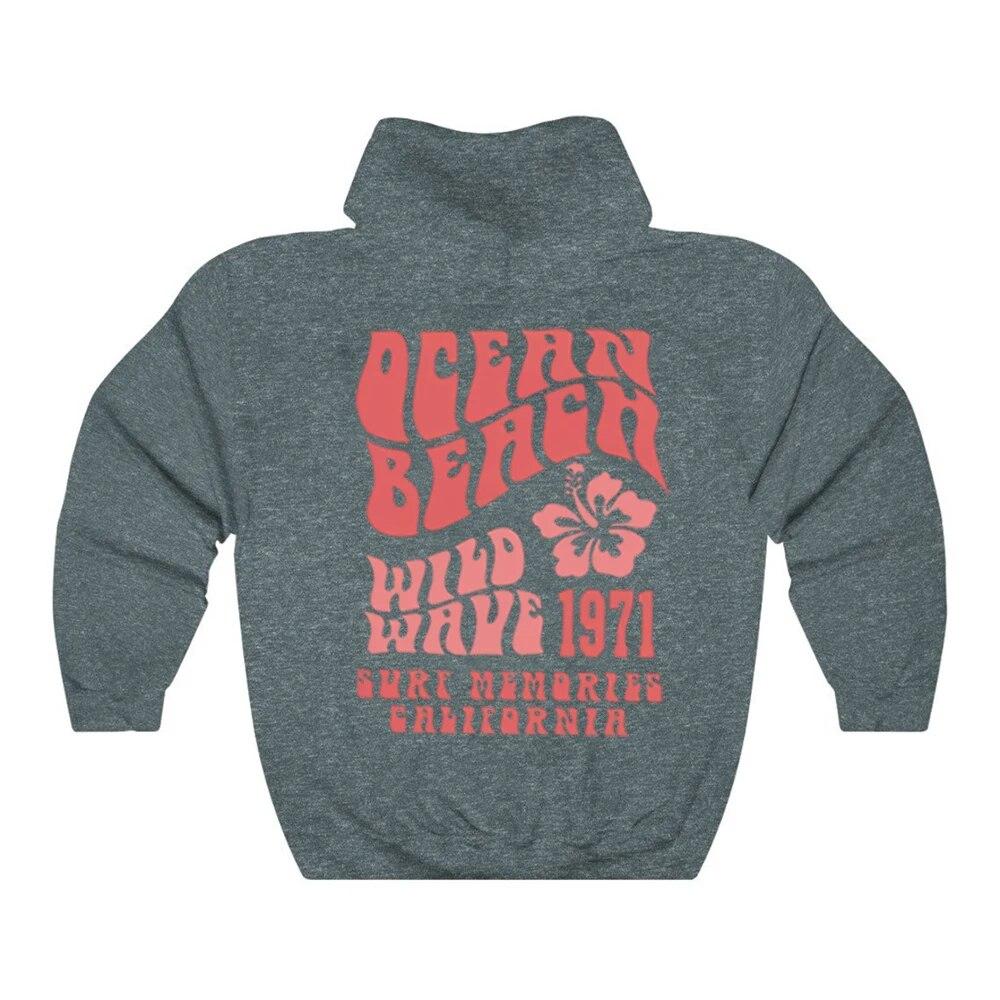 Ocean Beach Hoodie Aesthetic Hoodie Tumblr Sweatshirt CA Surf Tee Trendy Oversized Hoodie Coconut Hoodie Unisex Aesthetic Tops Unisex