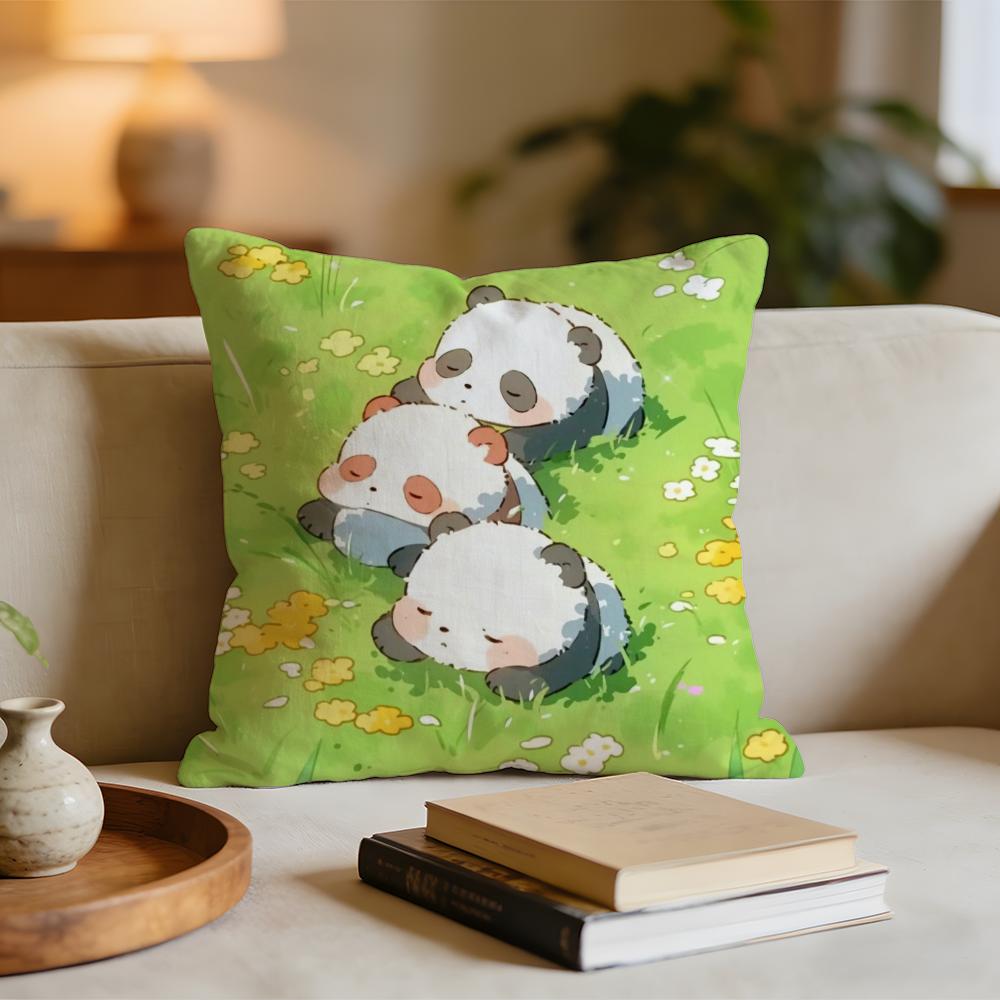 Cute handdrawn panda Cushion Cover Short plush pillowcase for bed sofa carwashable