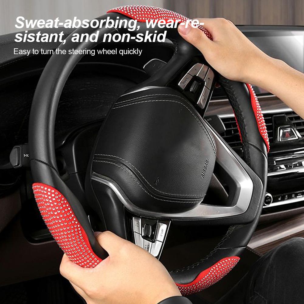 Universal Diamonds Car Steering Wheel Cover with Crystal Sparkling Breathable Anti-Slip Fashion Steering Wheel Car Styling