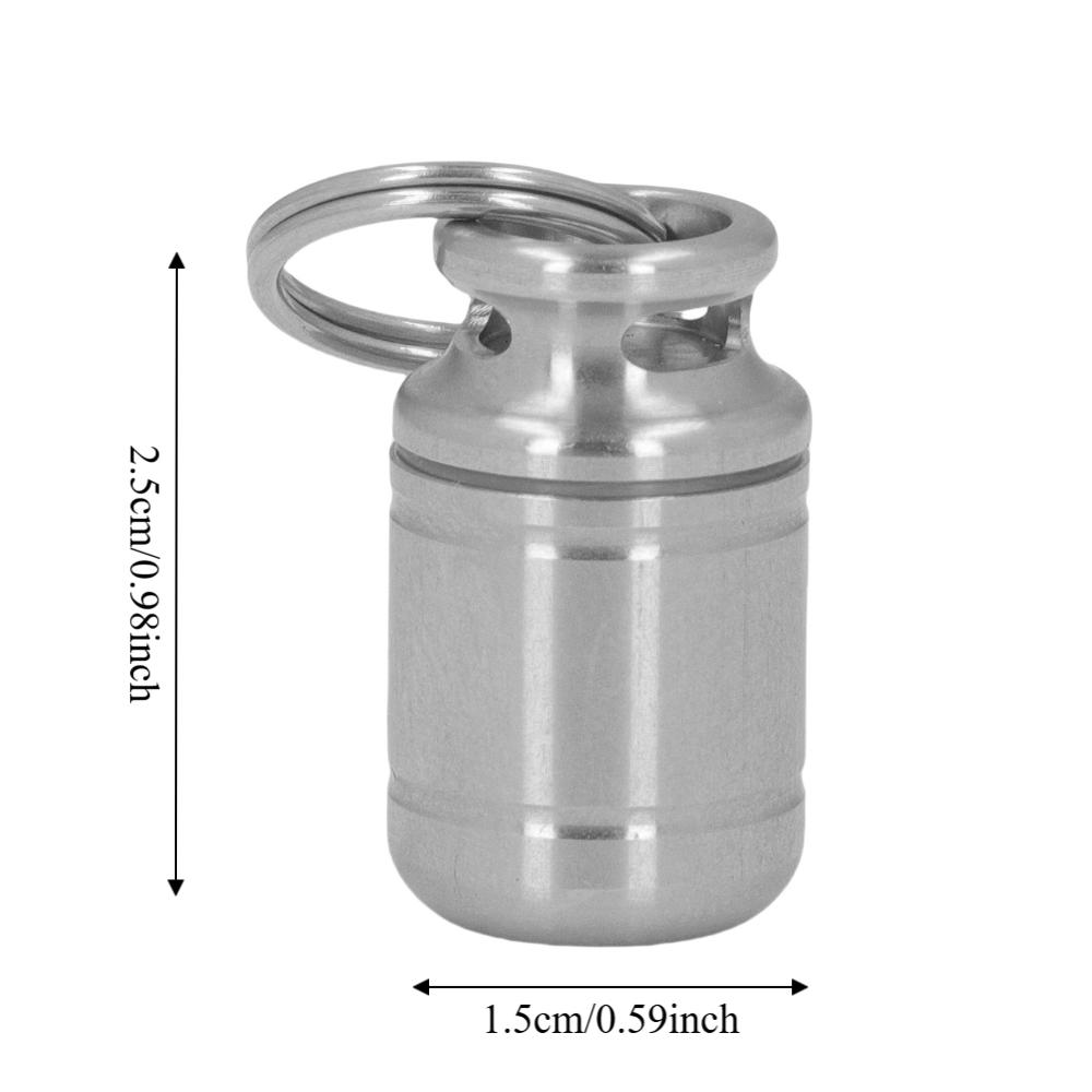 304 Stainless Steel Pill Case Waterproof Sealed Mini Portable Medicine Bottle Keychain Hanging Special Tank Shape Drug Container