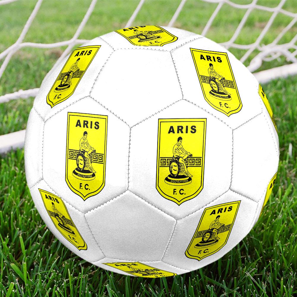 Aris FC Size 5 Soccer Ball, Machine-Stitched PVC, Durable & High Bounce, All Ages Fit, fan merchandise, matches & outdoor use.