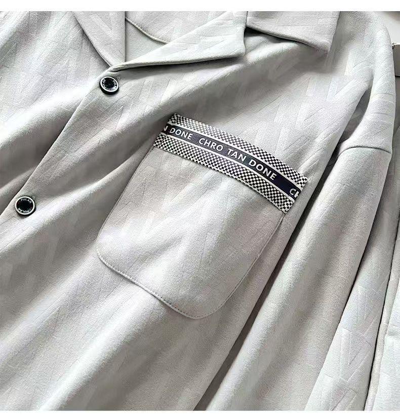 Gande Sammets Herrpyjamas: Höst/Vinter 2025, Varm Hemmadräkt i Större Storlekar, Kan Bäras Utomhus, Tvådelat Set