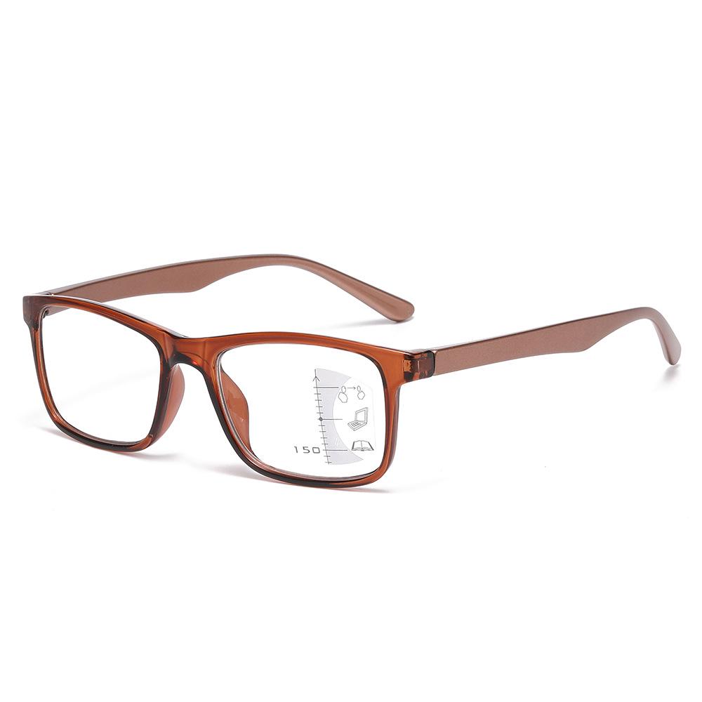 Women's Fashion Ultra-Light Progressive Multifocal Reading Glasses - Square Frame, Anti-Blue Light, Near & Far Vision.