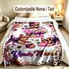 Floral Garden Theme Soft Blanket Personalized Custom Name Text Print Warm Blanket Home Sofa Bedroom Decor