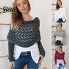 Soft Fiber Knitted Shawl Cable Wrap Scarf with Sleeves Bohemian Style Women Sleeve Hollow Crochet Pattern Cross Sweater Knit