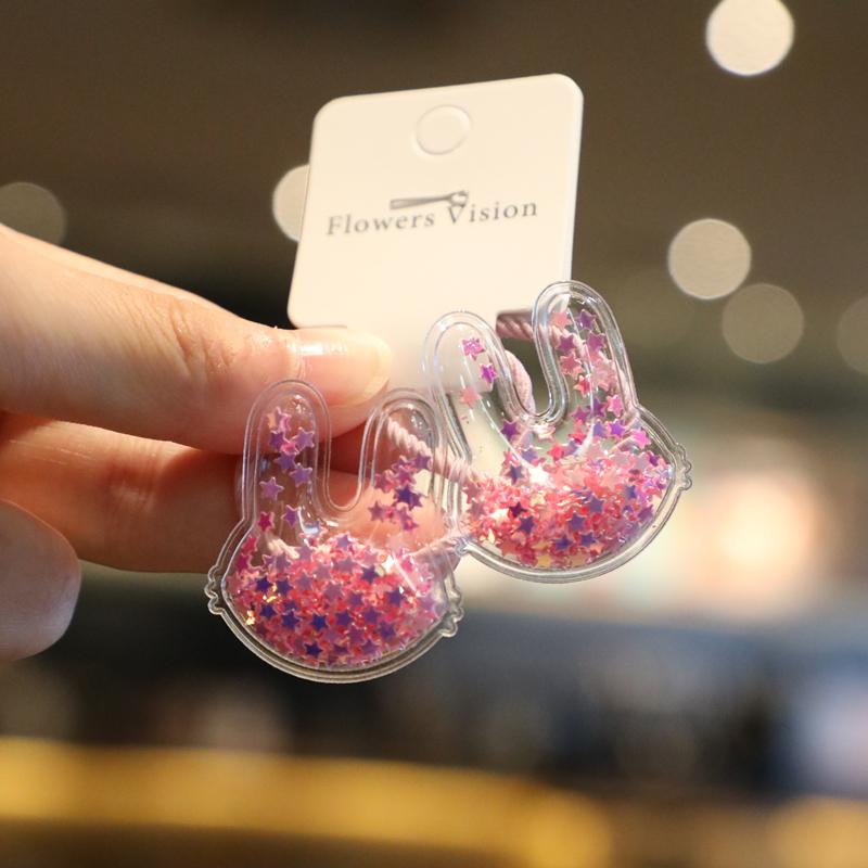 2PCS Fruit Quicksand BB Cartoon Clips Kids Hairpins Children Headwear Baby Clips Headdress Elastic Hair Bands Girls Accessories