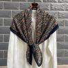 Retro Floral Japanese Style Cotton Linen Square Scarf - Women's Fashionable High-End Versatile Silk Feel Scarf