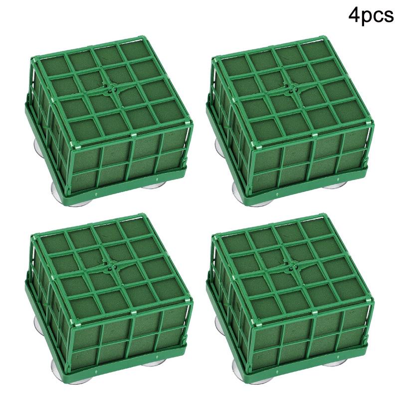 1-4Pcs Square Flower Foam Blocks with Suction Cup for Wedding Party Table Bouquet Arrangement Car Decoration Fresh Flower Holder