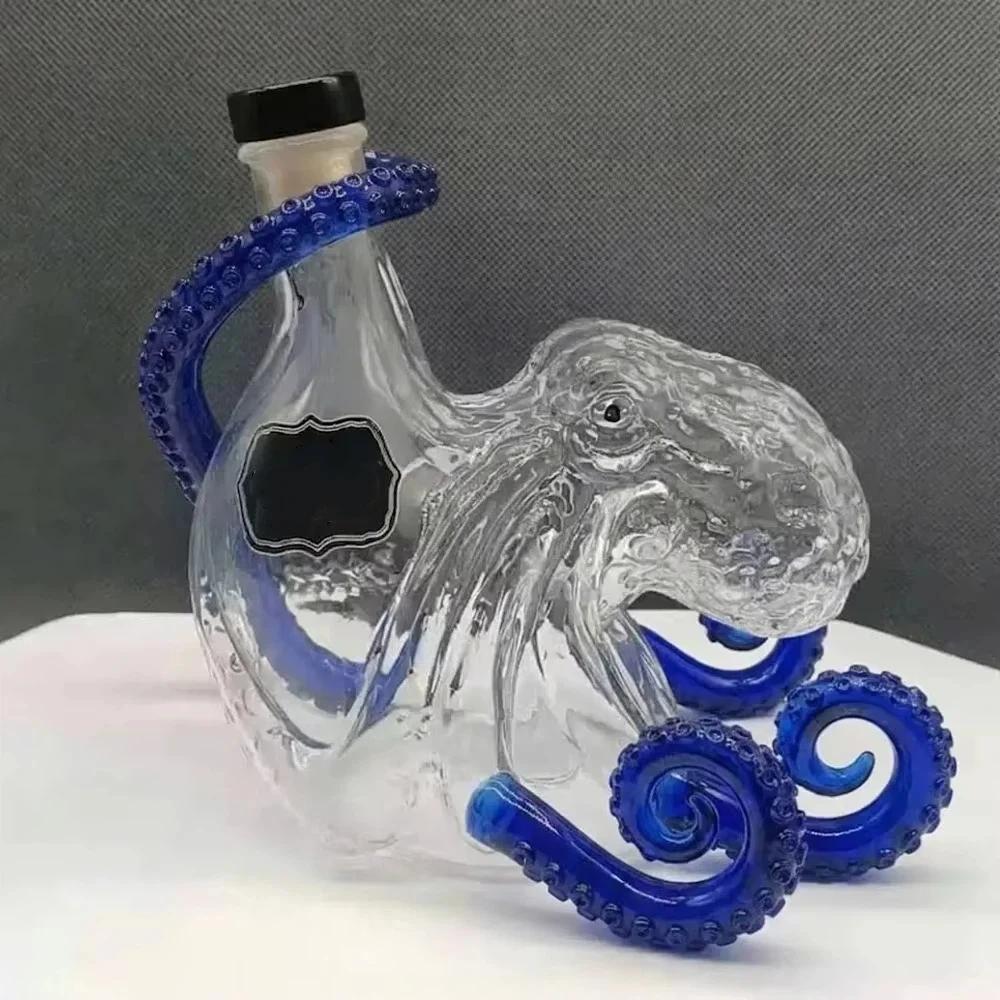 Glass Bottle Sea Monster Octopus Rum Wine Bottle Decoration Bar Wine Enthusiasts Art Collection Decoration Decanter Wine