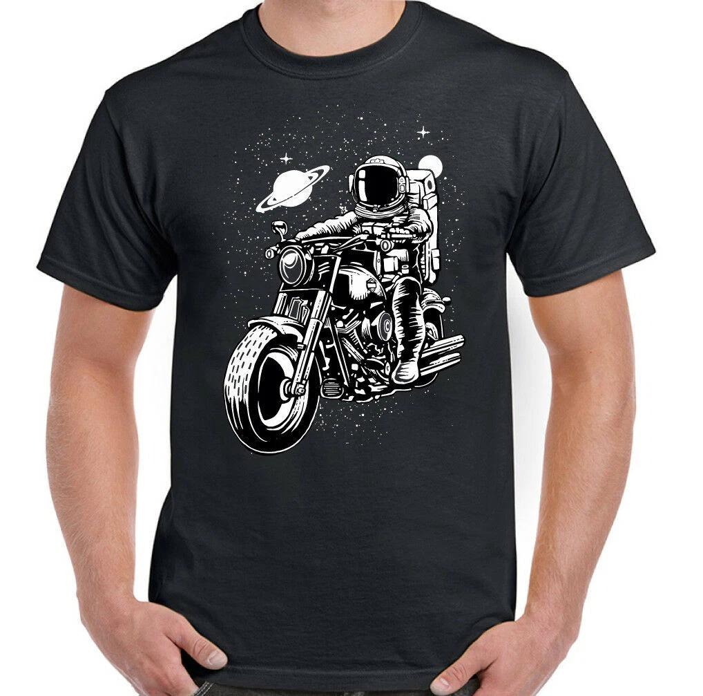 Space Motorbike Mens Funny Biker TShirt Motorcycle Universe Spaceman Bike S