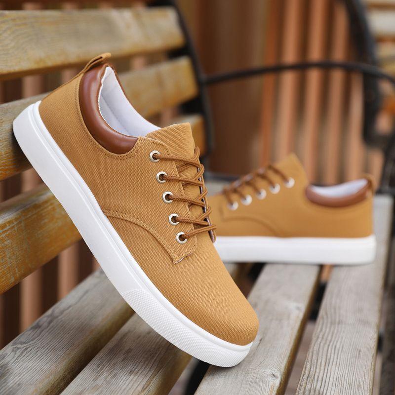 Breathable Spring Autumn Korean Style Men's Casual Low-Top Canvas Shoes
