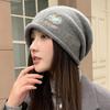 Шапка-бини с вышивкой в виде бантика, вязаная шерстяная шапка для детей, теплая, осенне-зимняя