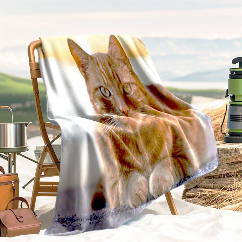 1pc Animals: rabbit, cat, pattern blanket, all season lightweight home office outdoor nap multifunctional blanket