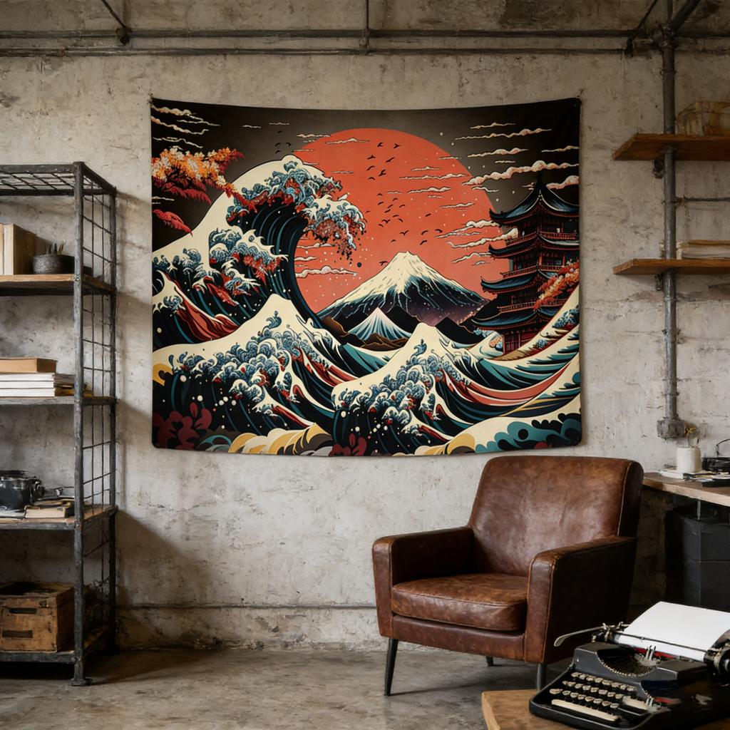 Vintage Surf Boho Wall Tapestry, Bohemian Bedroom Backdrop, Home Wall Decor Art For Living Room Dorm, Printed Wall Hanging