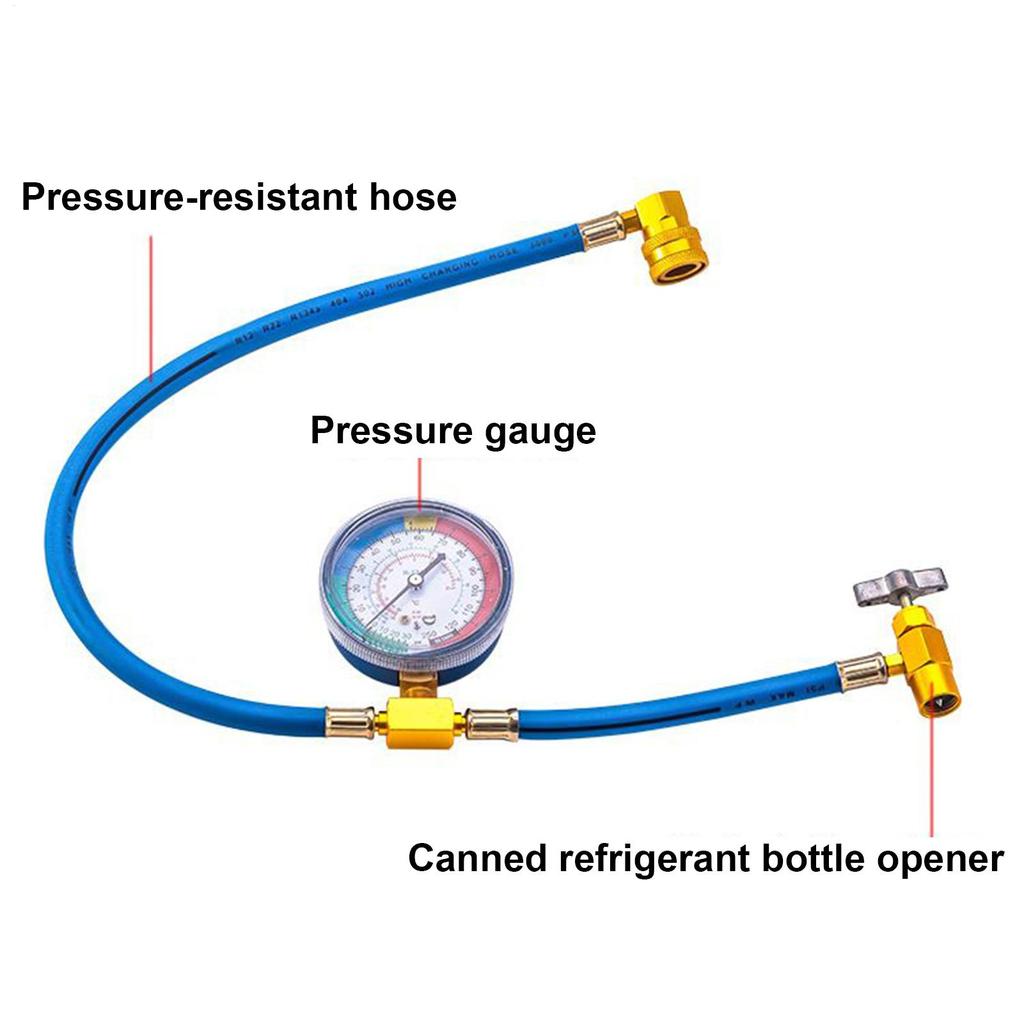 Car AC Air Conditioning R134A Refrigerant Recharge Measuring Hose With Pressure Gauge Pressure For Auto Repair Truck RV SUV