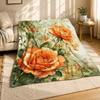 Vintage Watercolor Orange Roses Coral Fleece Blanket Art Flower
