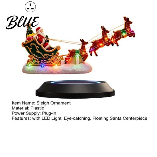 Magic Holiday Decoration Lighted Floating Santa Sleigh Magnetic Levitation Flying Sleigh Ornament with Seasonal Fireplace LED Light Christmas