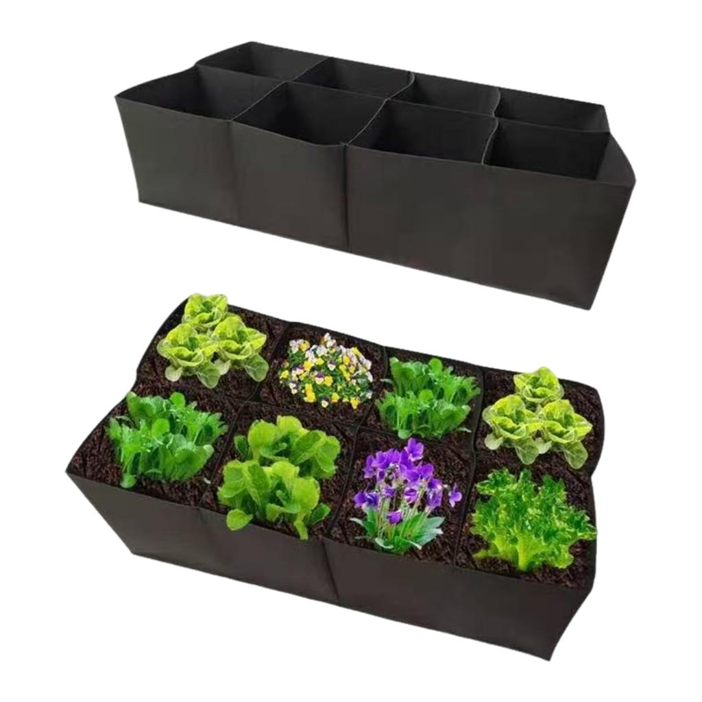 8 Grids Grow Bag Thickened Non-woven Fabric Planting Bags Heavy Duty Grow Pot for Growing Vegetables Flowers Plants Outdoor