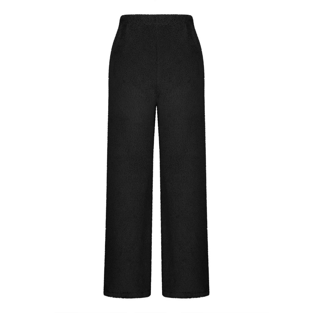 Women's Fall/Winter Solid-Color Fashionable Fleece-Lined Casual Pants Loose-Fit Comfortable Fleece Pants