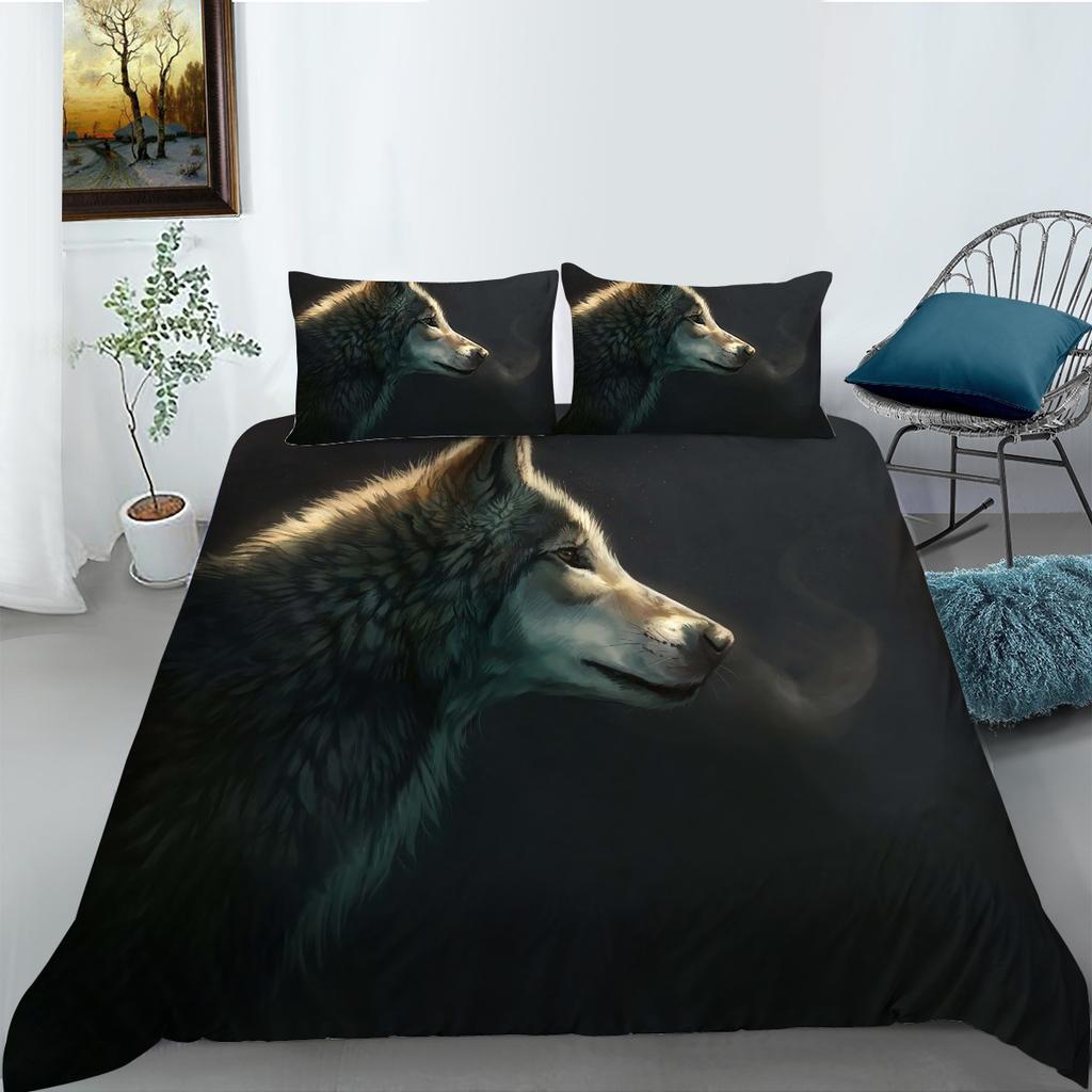 Etc Creative Wolf Series Digital Printing Bedding Two Or Three Piece Set Polyester