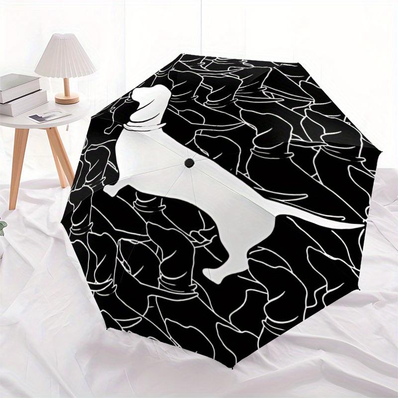 1 st Taxmönstrad Automatisk Öppna/Stänga Paraply med Enknapp, Vindtät Design Lätt Bärbart Paraply för Kvinnor & Män6063