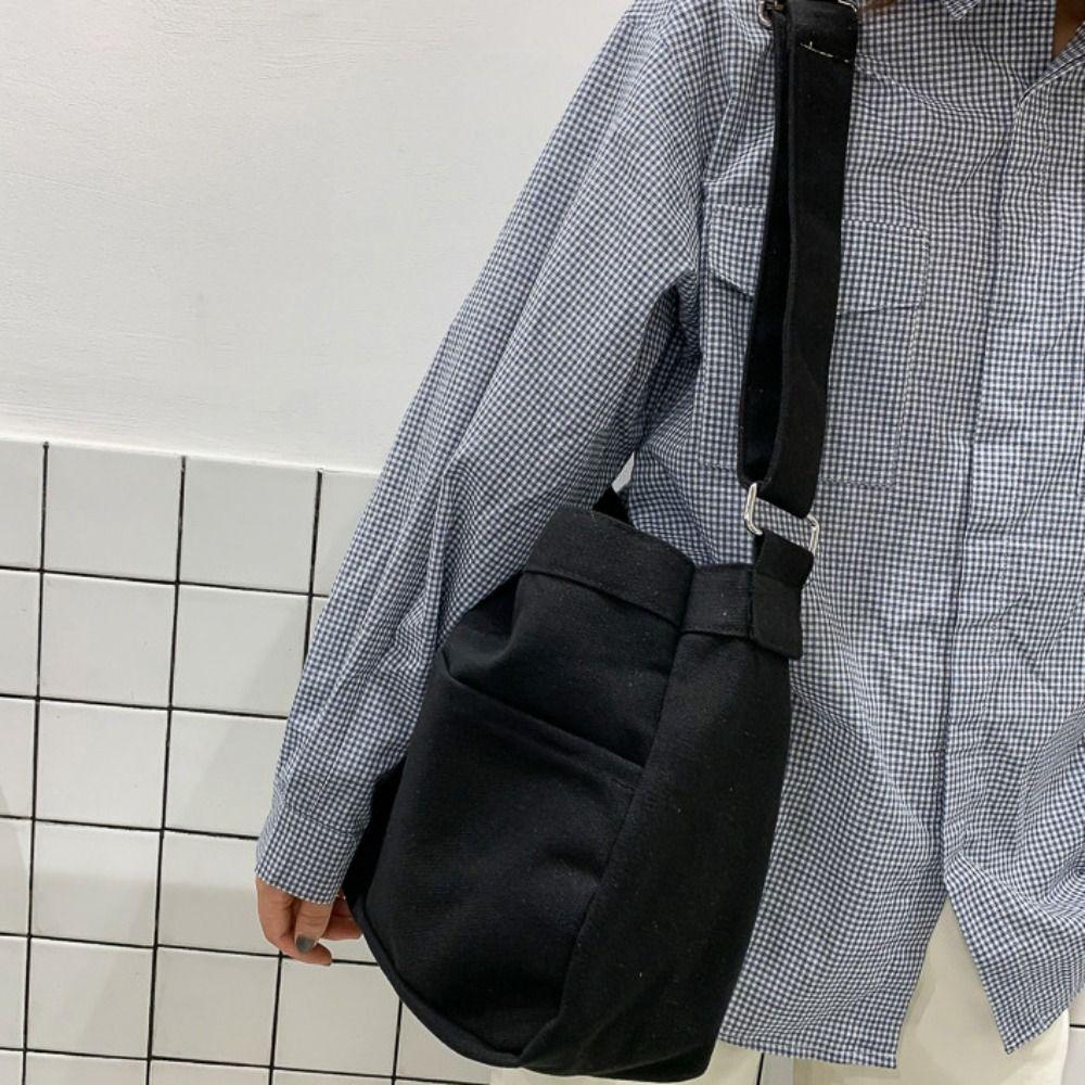 Large Capacity Women Handbag Solid Color Student Shoulder Bags Portable Canvas Tote Bag Female Use