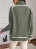 Autumn Winter Women's High Neck Color Block Raglan Sleeve Loose Sweater