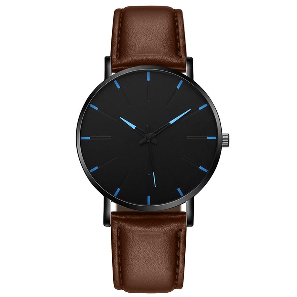 Sleek Couple Men's Watch Rose Gold Frame White Dial Black Leather Strap Minimalist Design Stylish Precise Fashionable Wristwatch