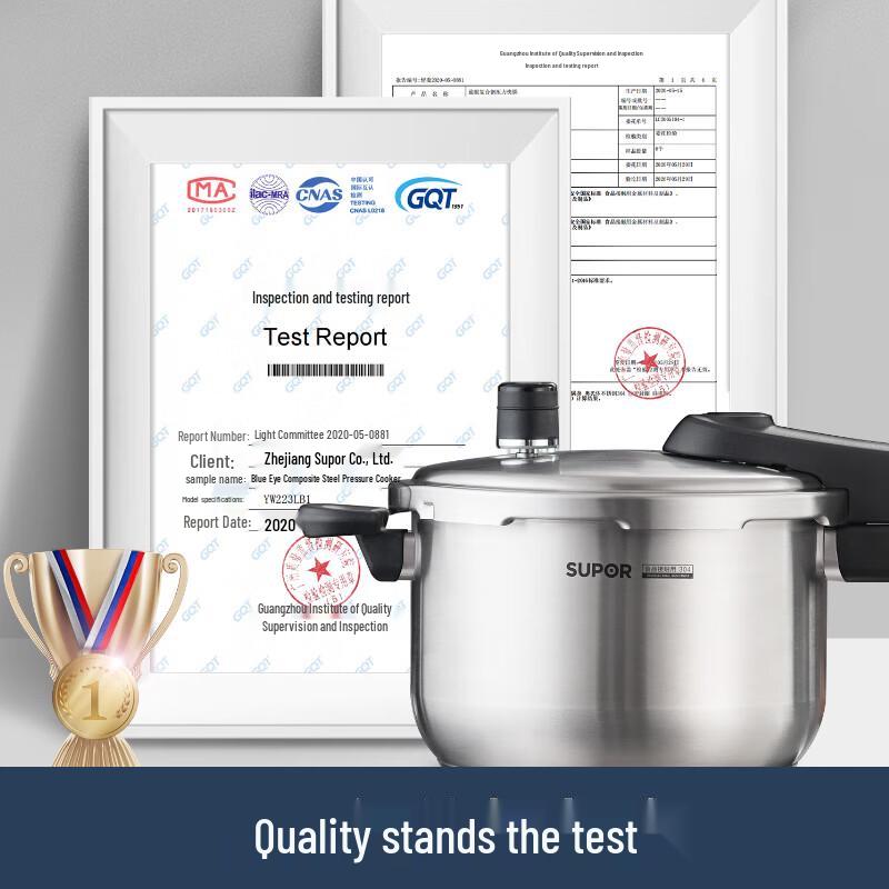 SUPOR 304 Stainless Steel Household Pressure Cooker with Blue Eye Indicator