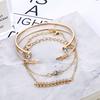4 Pieces / Set of Bohemian Alloy Leaves Round Crystal Bracelet Set Women Fashion Jewelry Party Gifts AVE