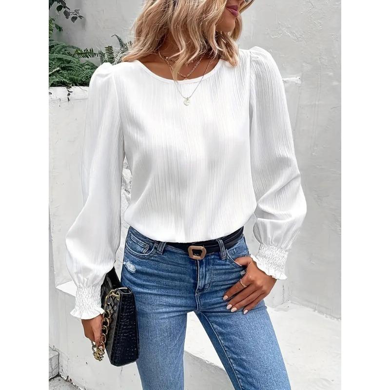 

Осенняя простая однотонная рубашка с длинным рукавом, женская одежда XXL белый