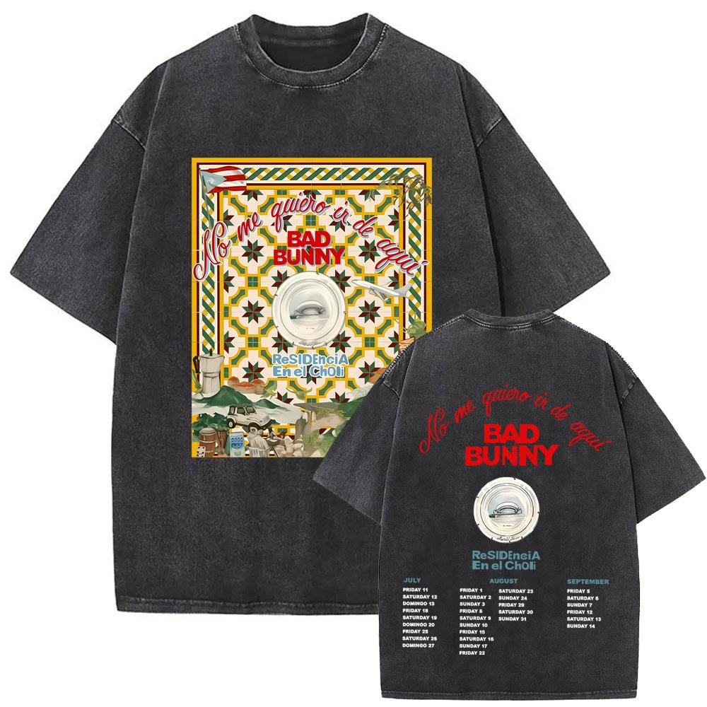 Washed Vintage Rapper Bad Bunny Un Verano Sin Ti Album Graphic Tshirt Men Women Hip Hop Fashion Pop Music T Shirts Streetwear
