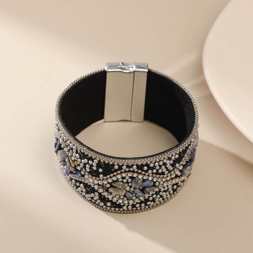 Retro Rhinestone Women's Bracelet Bohemian Handmade Female Bangle Summer Holiday