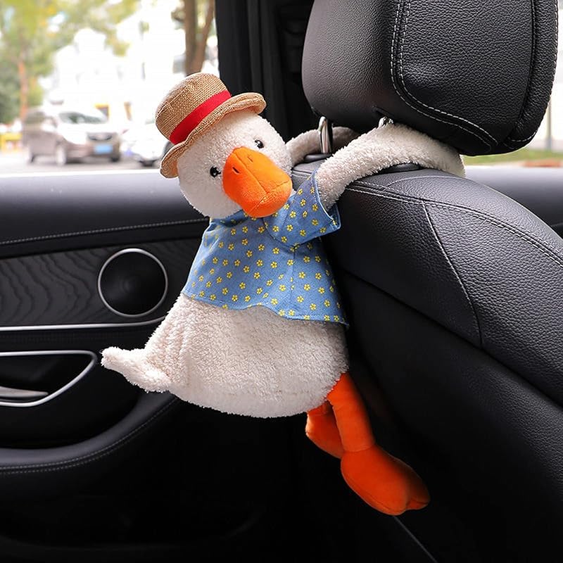 DULRLLY Plush Car Tissue Holder Car Paper Boxes Cute Duck Butt Tissue Dispenser for Car Creative Animal Car Paper Towel Holder Hanging Car Tissue Box #2