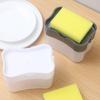 2 in 1 Kitchen Sink Soap Liquid Dispenser Box Easy Press Dishwash Liquid Box with Dishcloths Pot Sponge Brush