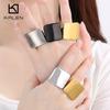 Kalen Stainless Steel Larger Square Ring for Women Men Brushed Polished Golden Finger Anillos Big Charm Accessory Trendy Jewelry