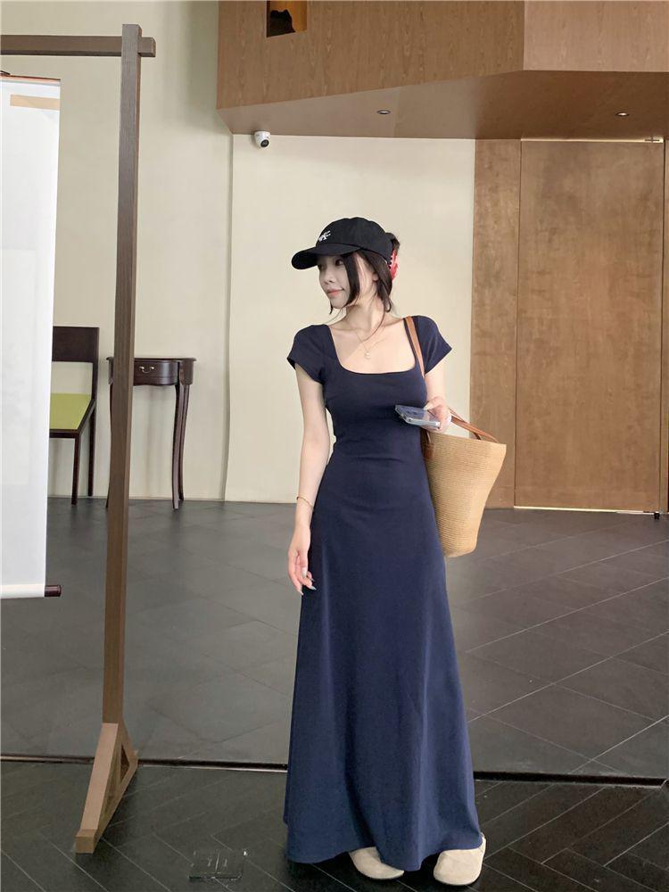 Melaleuca Summer Dress: Elegant Slim-Fit, Short Sleeve, Waist-Cinched Skirt for Women 2025