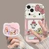 Cartoon Pink Hello Kitty Bracket Casing For Motorola MOTO Edge 50 Fusion Ultra Pro G84 G75 G60 G53 G52 G35 G05 G34 G30 5G Case