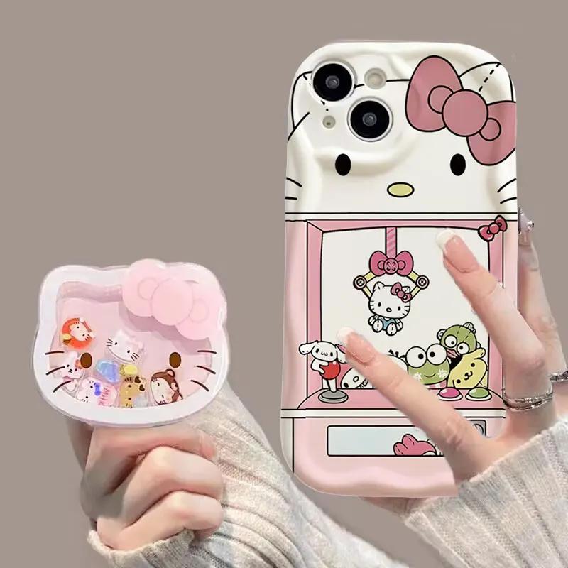 Cartoon Pink Hello Kitty Bracket Casing For Motorola MOTO Edge 50 Fusion Ultra Pro G84 G75 G60 G53 G52 G35 G05 G34 G30 5G Case