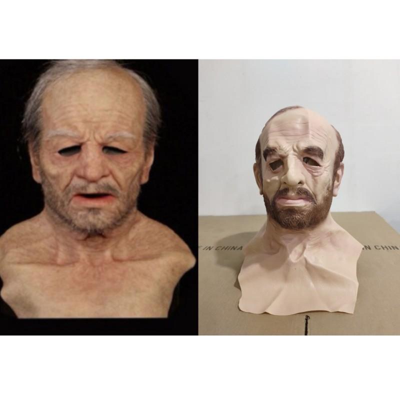 Halloween new product: Old man mask, old lady headgear costume props, latex bald head cover