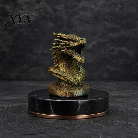 Retro Dragon Decor Head Figurine, 3D Printed Fantasy Statue, Mythical Collectible Animal Sculpture for Home Office Desk Decor, Gift Collectors