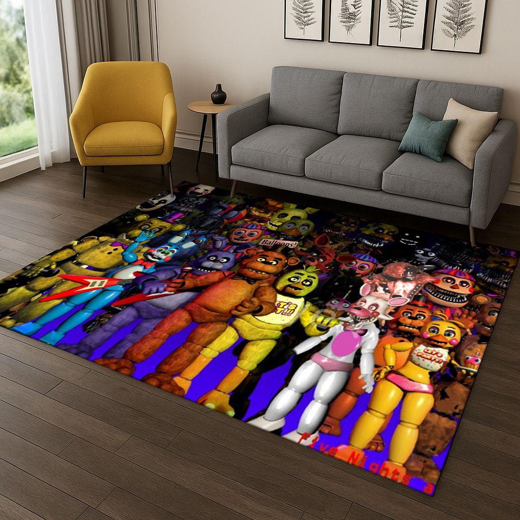 Tappeto Cartoon 3D F-FNAF per Camera da Letto Soggiorno Divano Zerbino Decorazione Casa, Tappeto Area Giochi Bambini Antiscivolo Regalo di Natale