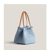 New Trendy Niche Design Denim Splicing Versatile Hand-held Women's Bag Casual Canvas Vegetable Basket Bucket Bag