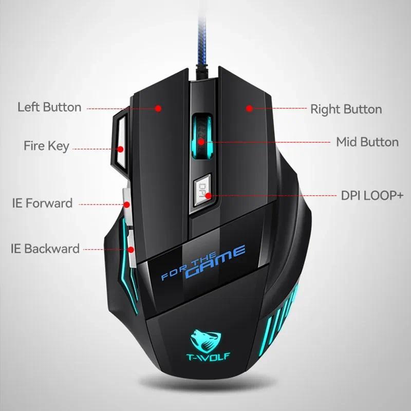 USB Wired Mouse RGB Backlit Ergonomic Game Mice 7D Esports Gaming Mouse Gamer Computer Mouse For PC Desktop Laptop