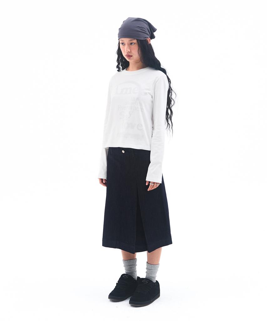 Ames Worldwide Denim Pleats Midi Skirt Deep Blue